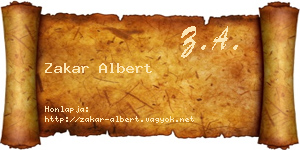 Zakar Albert névjegykártya